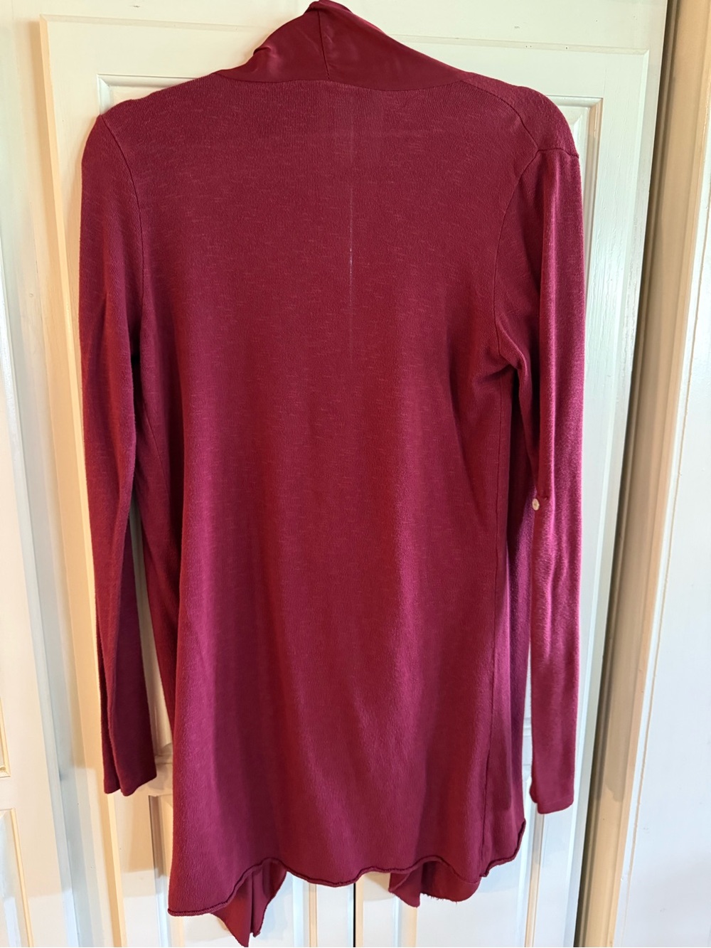 Draped Open-Front Cardigan Sweater - Raspberry - Picture 6 of 7